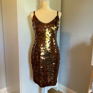 Vintage Black Tie Oleg Cassini Copper Party Dress